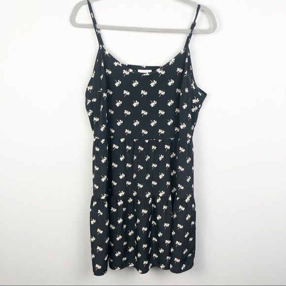 CHARMING CHARLIE | Black Daisy Print Dress Cut Out Back Women’s Size Large - Picture 1 of 11